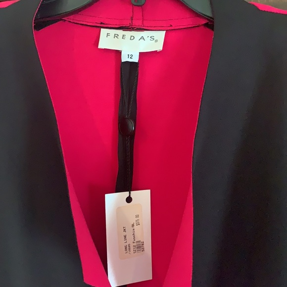Black and Pink Scuba Longline Waterfall Jacket - Picture 3 of 7